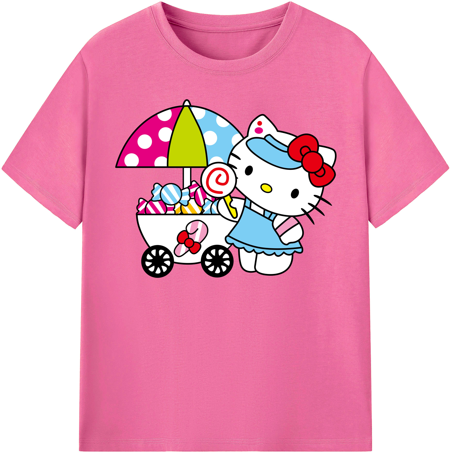 （画像用） Hello Kitty ハローキティ レディースカジュアルプリントTシャツ（綿100％）